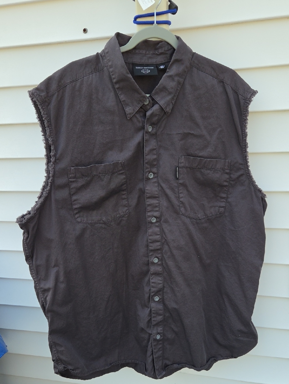 Harley-Davidson Gray Collared Shirt with Logo Tag and Orange Embroidery on Back